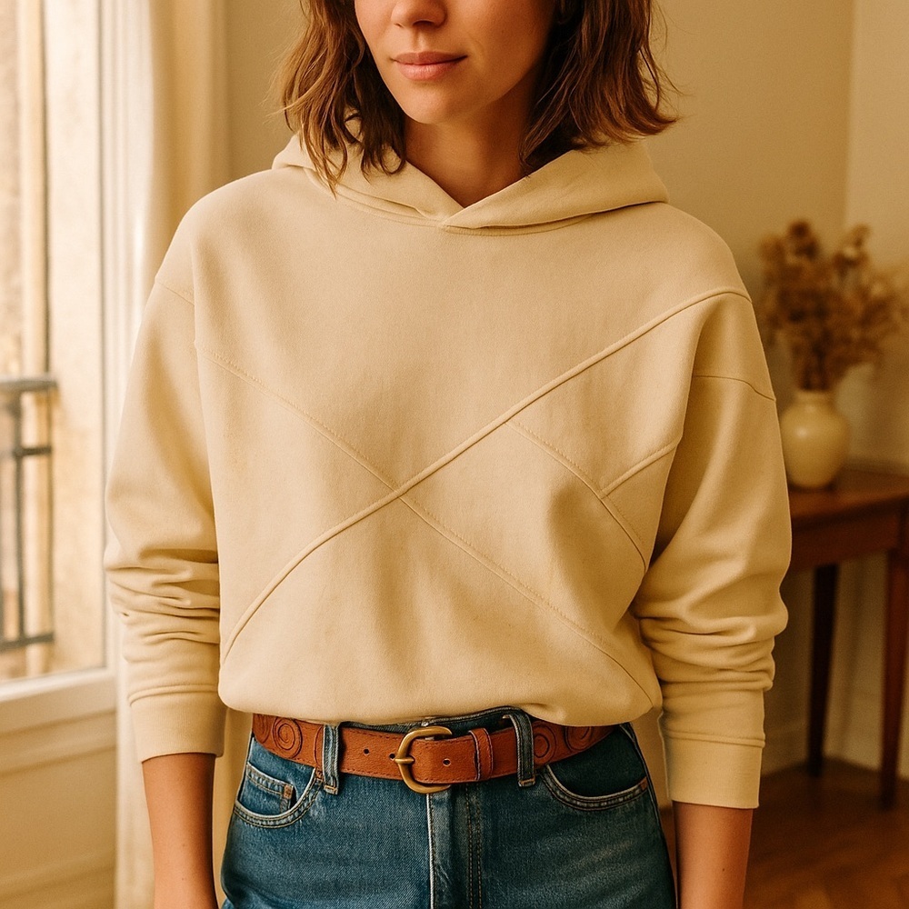 Sézane Aluna Organic Cotton Hoodie | Minimalist French Girl Cozy *flaw